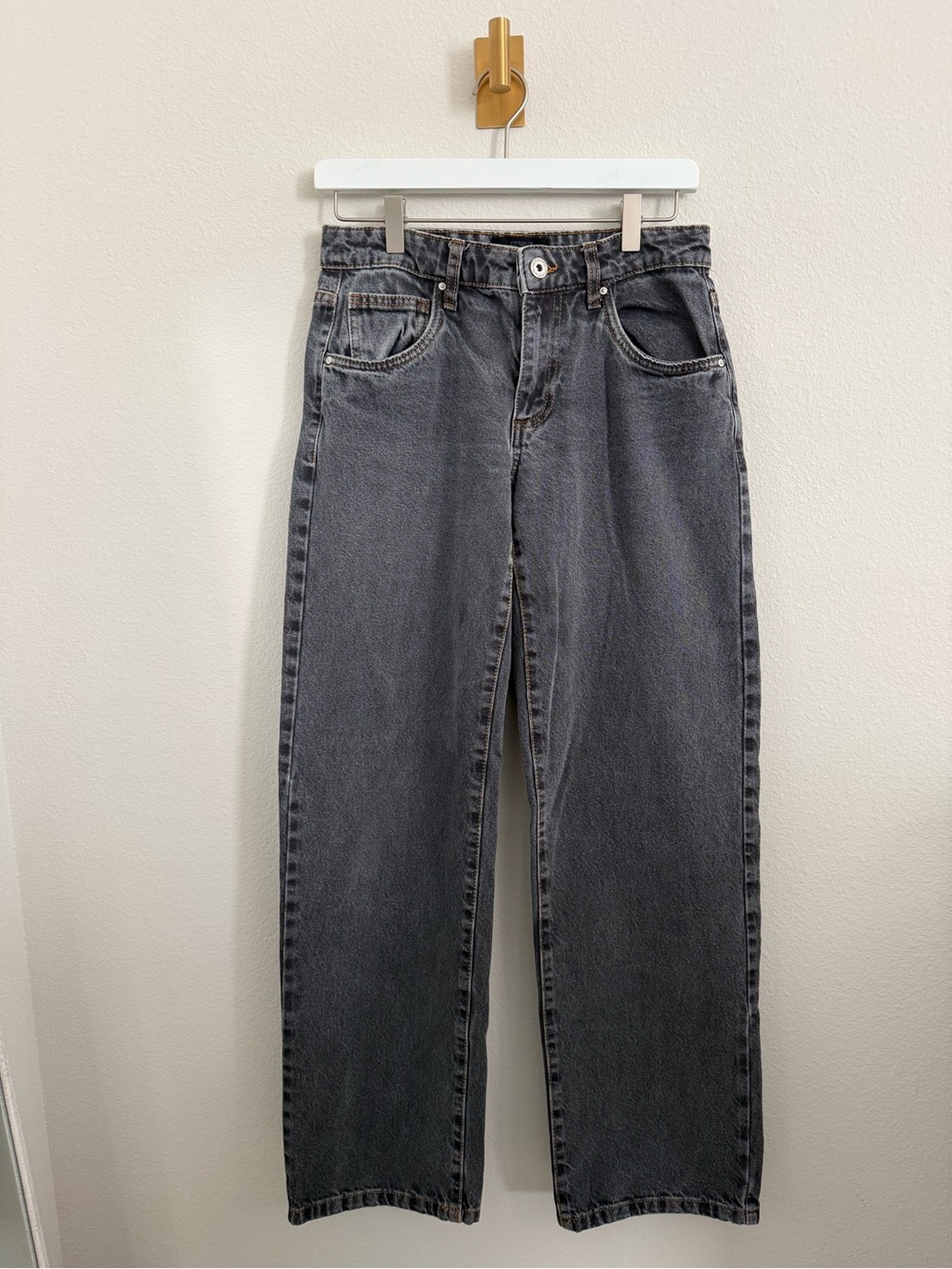 Cotton On Women’s Low Rise Straight Jeans Size 26 Washed Black Gray Y2K
